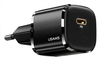 Адаптер сетевой 2USB-C USAMS US-CC133 T40 (PD+QC) черный 3400мА 20Вт