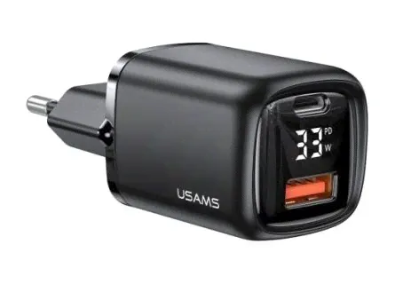 Сетевое зарядное устройство Usams 33W USB Type-C LED (32431) CC152 Чёрный