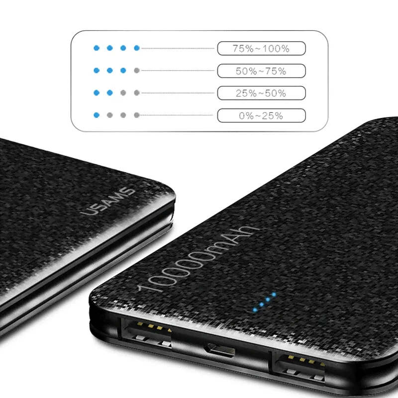 USAMS power Bank 15 мм ультра тонкий 10000 мАч power bank Мобильный телефон 2.1A выход 10000 мАч Универсальный телефон внешний аккумулятор-2