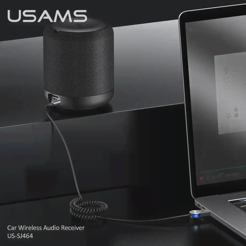 Автомобильный Aux-адаптер USAMS, Bluetooth 5,0, беспроводной приемник с USB на аудиоразъем 3,5 мм, музыкальный адаптер для автомобильной колонки, гарниту... (art.: 3920b20378542)-1