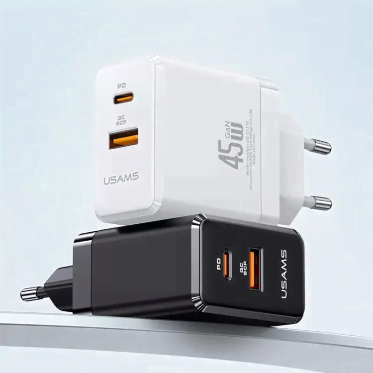 Сетевой адаптер USAMS US-CC178 T58 45W GaN Чёрный-2
