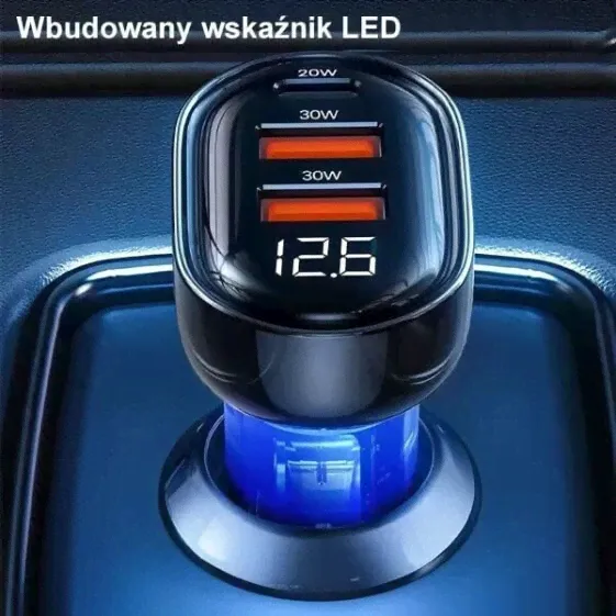 Ładowarka Usams Ładowarka samochodowa USAMS 2xUSB+1xUSB-C 80W Fast Charge niebieski/blue (US-CC159)