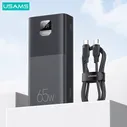 USAMS 30000mAh PD 65W Fast Charging Power Bank For MacBook iPad Pro iPhone Portable External Battery For Huawei Xiaomi Samsung
