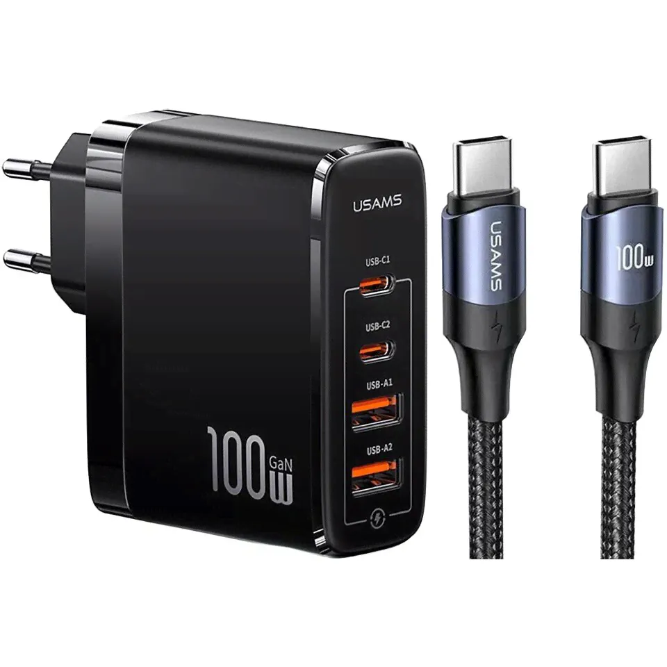 Usams Сетевой адаптер USAMS UCTZ01 T44 100W GaN Чёрный (+ Type-C кабель 1.2м) отзывы