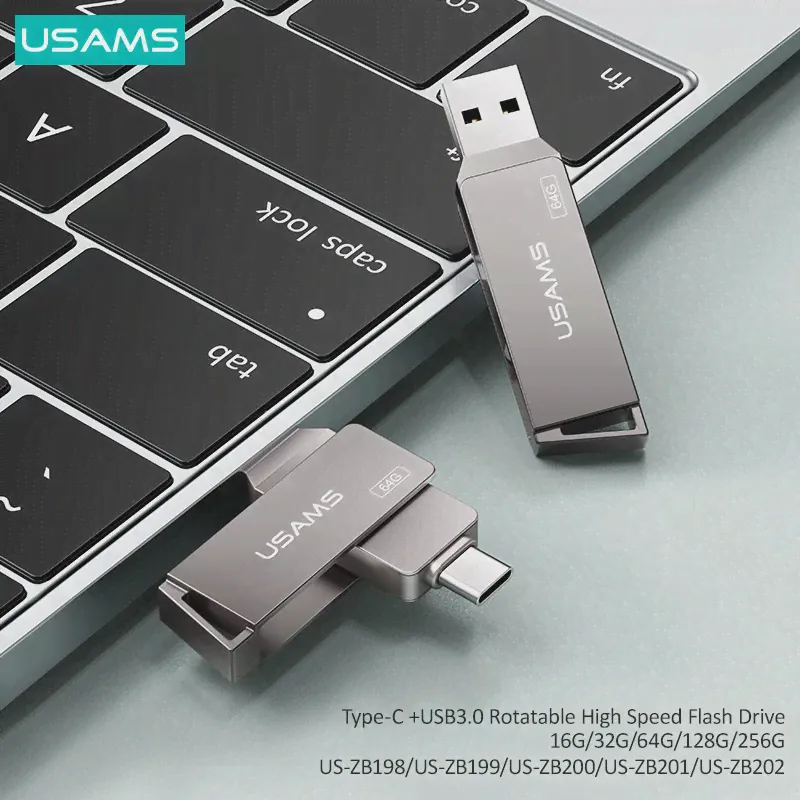 🛍 Высокоскоростные флеш-накопители USAMS OTG 2 в 1 с портом Type-C на USB 3,0, 16 ГБ, 32 ГБ, 64 ГБ, 128 ГБ, 256 ГБ, флеш-накопитель, USB-ключ для телефона, планшета, ноутбука-2