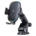 USAMS 15W Wireless Charging Car Holder With Colorful Light For iPhone 14 13 12 11 Android Phone Car Bracket Phone Stand