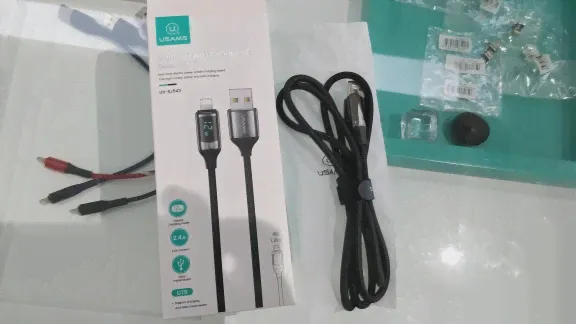 🛍 Кабель быстрой зарядки USAMS PD 20 Вт, 12 Вт со светодиодным дисплеем, кабель USB A C для Lightning, телефонный кабель для iPhone 13, 12, 11, Mini Pro Max, X, Xs, Xr, 8 Plus-4