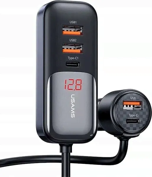 Ładowarka Usams USAMS Ład. sam. C40 3xUSB+2xUSB-C 165W PD+QC Fast Charge czarny/black CC213CC01 (US-CC213)