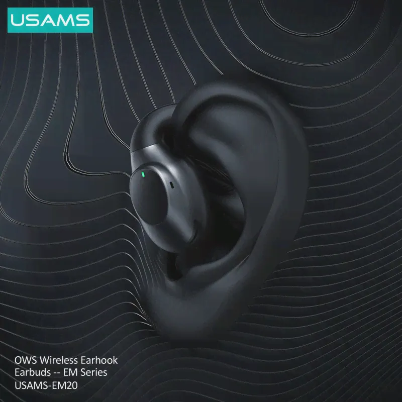 Наушники USAMS EM20 с заушным крючком, Bluetooth 5,3, игровая Спортивная гарнитура с низкой задержкой, Hi-Fi стерео наушники-вкладыши с шумоподавлением для бега (art.: 3920c2a4468ec)