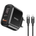 Сетевой адаптер USAMS-ST Sure-Tu US-CC085 T23 (+ кабель U31 Type-C - Lightning) Чёрный