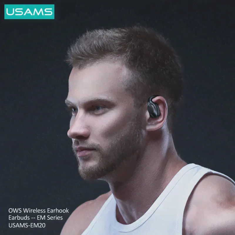 Наушники USAMS EM20 с заушным крючком, Bluetooth 5,3, игровая Спортивная гарнитура с низкой задержкой, Hi-Fi стерео наушники-вкладыши с шумоподавлением для бега (art.: 3920c2a4468ec)-0