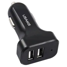 Автомобильное зарядное USB устройство ( 2 USB выхода ) Usams US-CC087 C13 , 2.1 A , чёрное