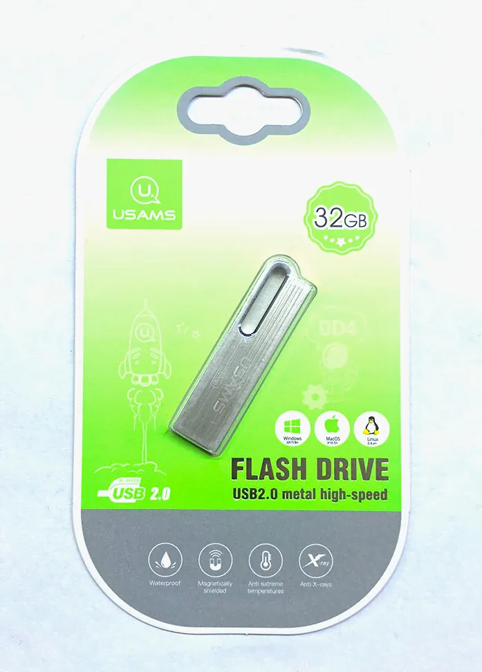 Накопитель флэш USAMS 32GB USB 2.0 METAL серебряный