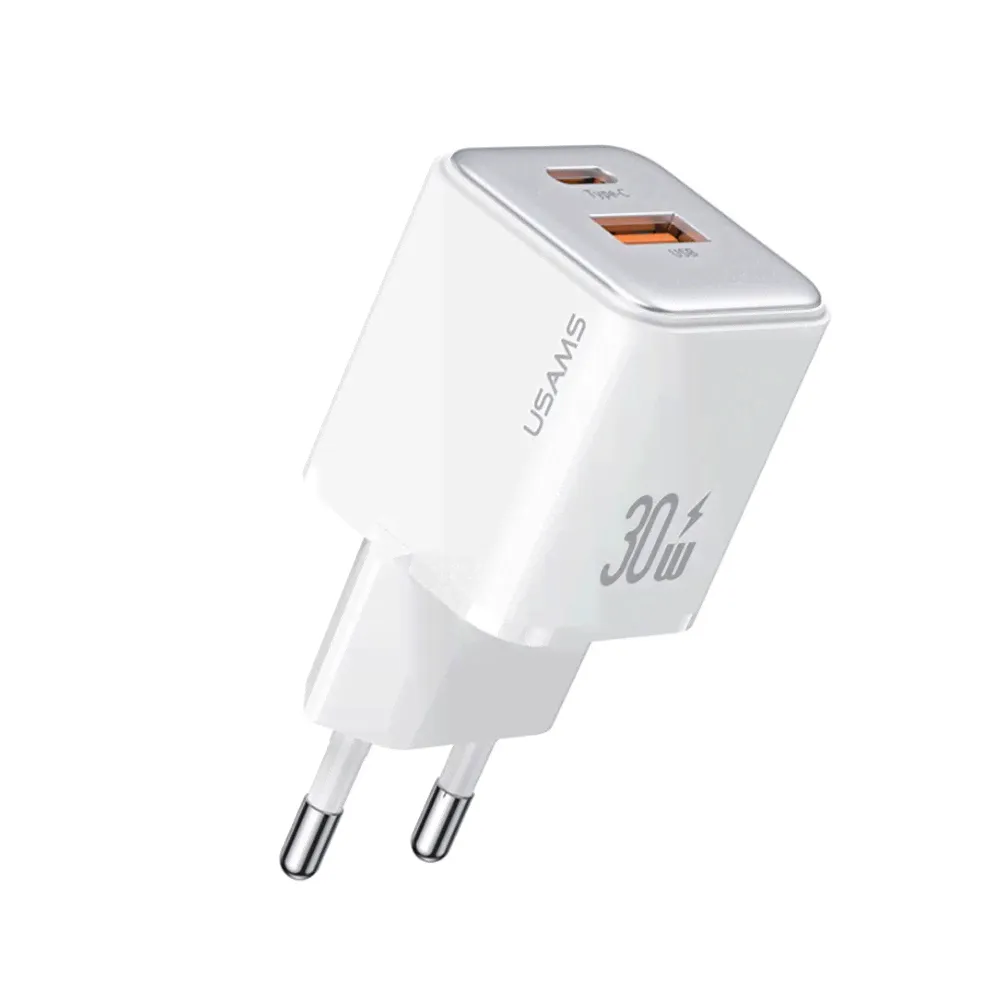 Блок питания сетевой USB, Type-C Usams US-CC189, X-ron Series, QC3.0, PD 30Вт, цвет: белый-0