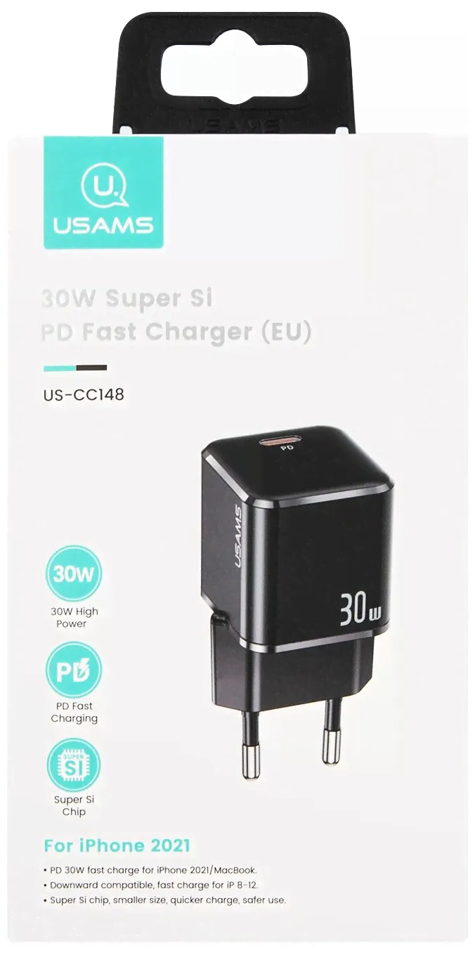 USAMS Зарядное устройство сетевое USAMS US-CC148 T45 30W Power Delivery Super Si Mini черный (CC148TC01) зарядное устройство-3