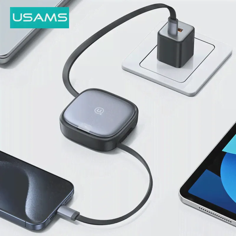 USAMS U87 USB C Cable 60W Fast Charging Cable with Multiple Connectors Storage for iPhone 15 Plus Pro Max iPad Xiaomi Samsung (art.: b920c4d243d1d)-1